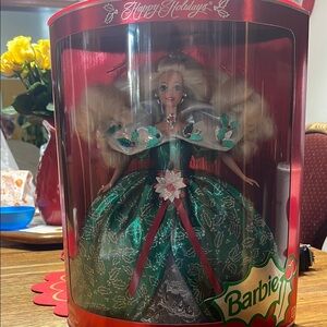 Barbie Holiday Doll in Green and Silver Dress